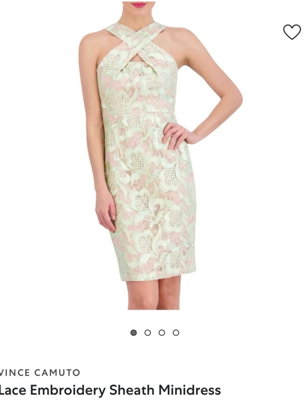 Vince Camuto Mint & Blush Lace Halter Sheath Minidress
